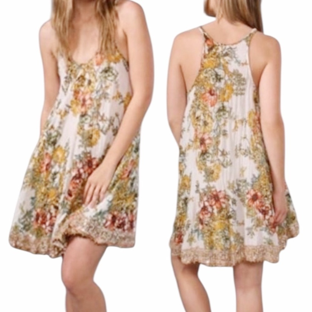 RARE Free People Floral Sequined Sleeveless Dress